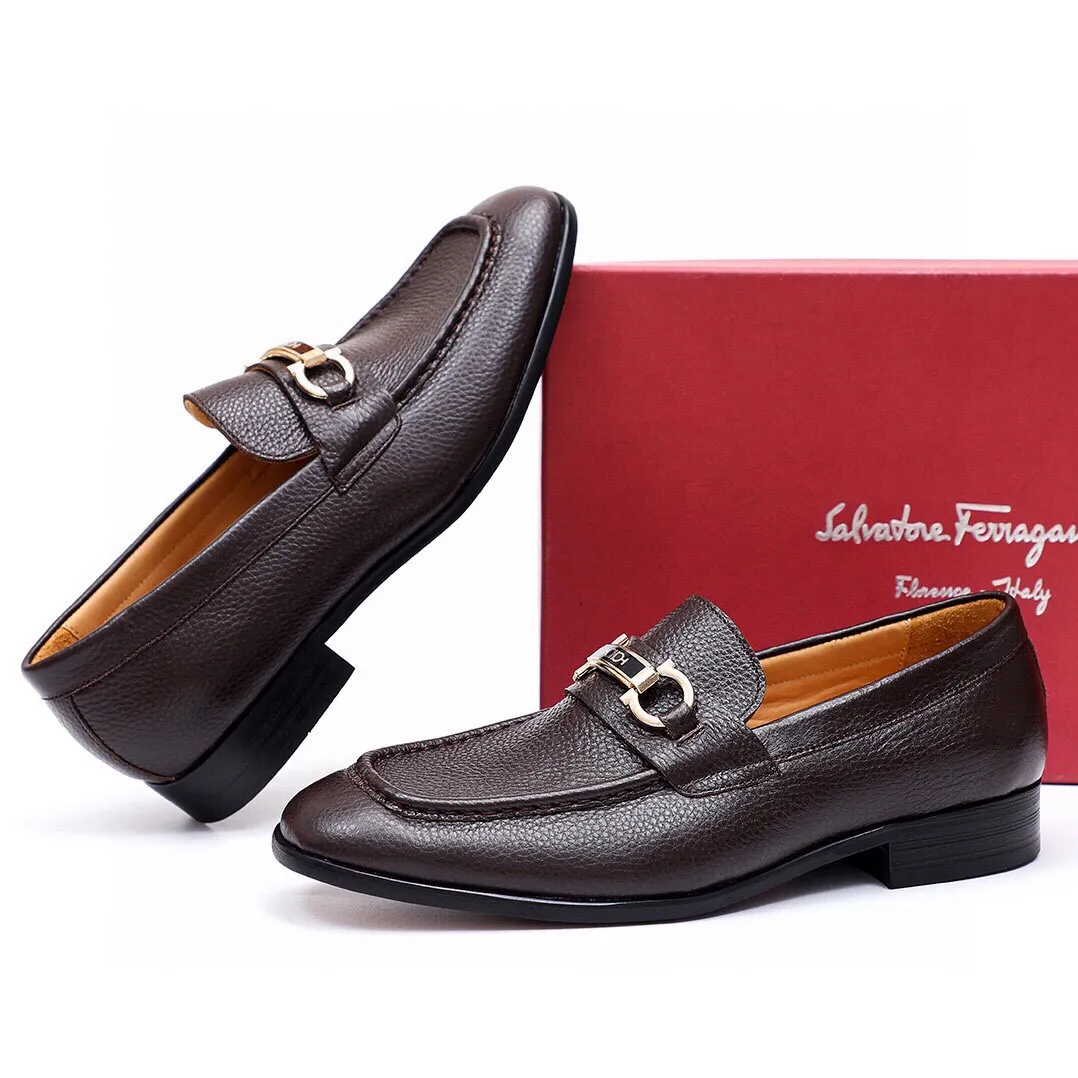 Men's Men's Shoes 💰540 💐[Ferragamo/Ferragamo] New 🐲Ferragamo* Ferragamo classic formal leather shoes! It uses imported first-layer pebbled cowhide leather upper + luxurious hardware buckle, and the inner first-layer comfortable cowhide leather lining! Original wear-resistant rubber outsole! Code number 38-44 (45🉑️customized)